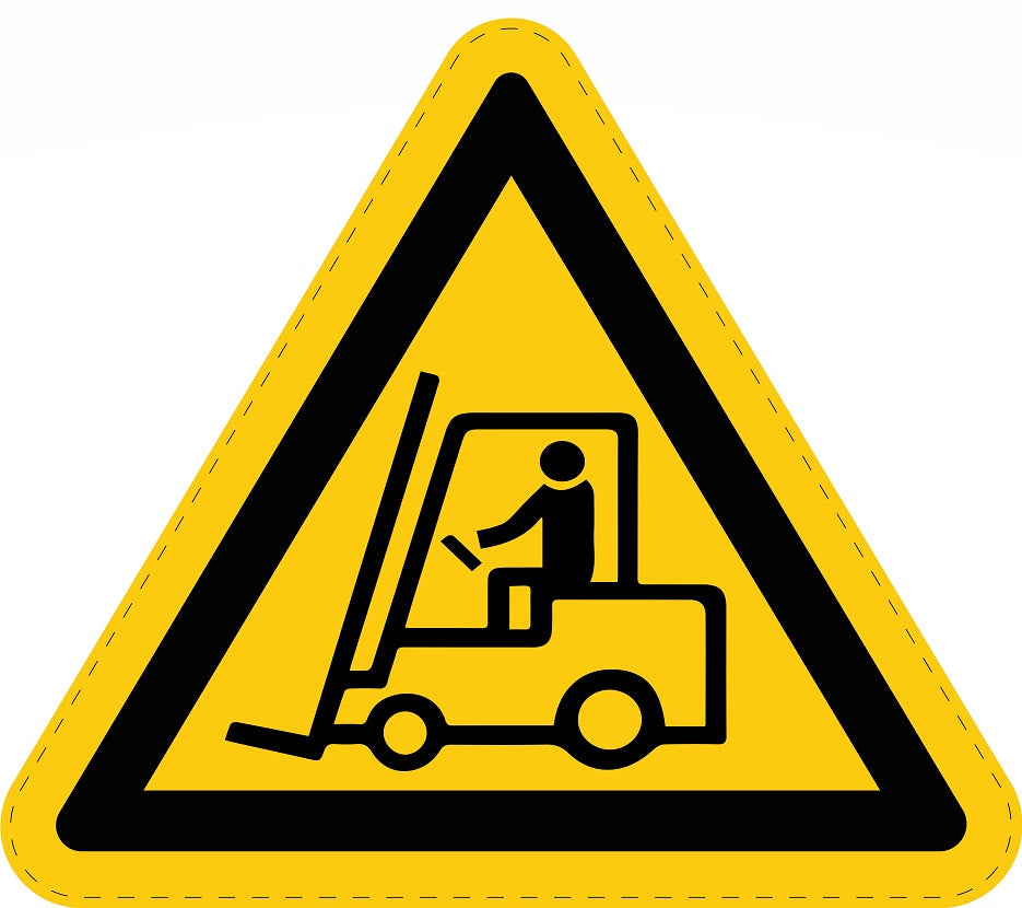 Warning sticker "Warning about industrial trucks" made of PVC plastic, ES-SIW-007