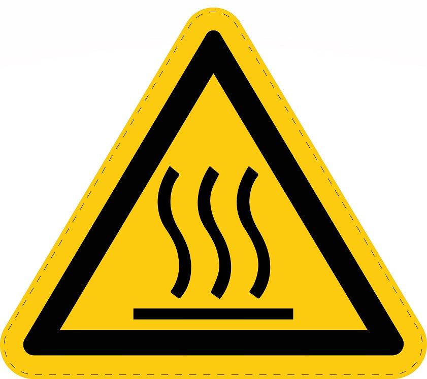 1 stuk Warning sticker "Warning about hot surfaes" made of PVC plastic, ES-SIW-026